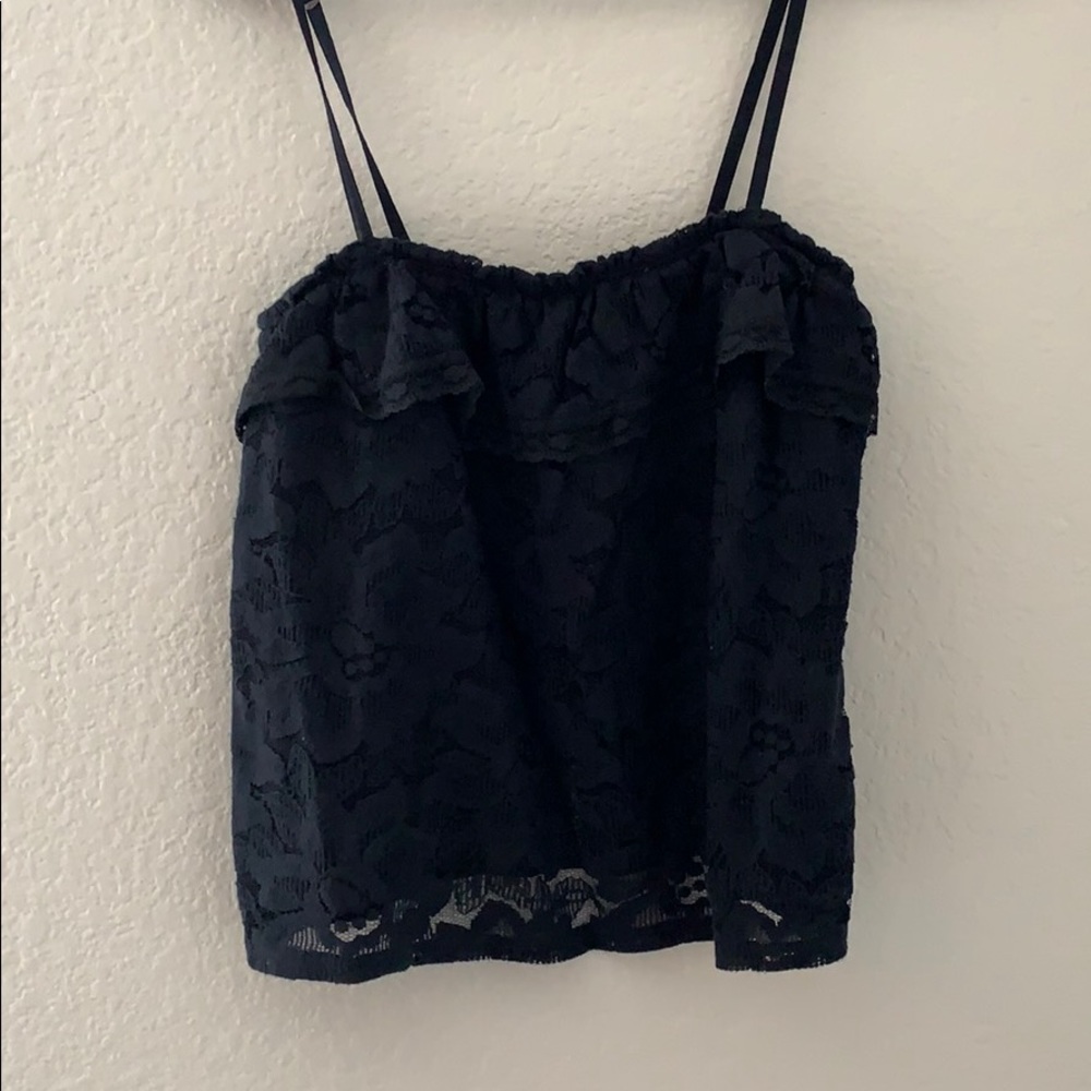 Navy blue ruffled tank top